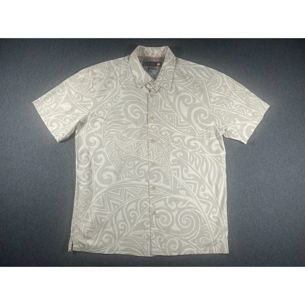 Quiksilver Waterman Collection Men's Large White Tribal Polynesian Print